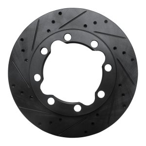 Chevrolet K2500 Brake Rotor (1) - Front Left - R1 Concepts - Drilled & Slotted - Black - `88-`00